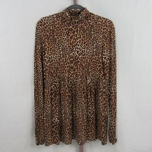 Motherhood Maternity Small Long Sleeve Cowl Turtleneck Style Jaguar Animal Print